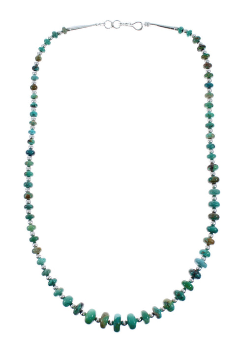 Native American Turquoise Sterling Silver Bead Necklace AX128204